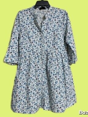 Tuckernuck blue floral Royal shirt dress